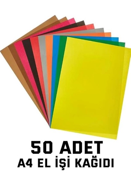 50 Adet A4 Elişi Kağıdı Karışık Renk