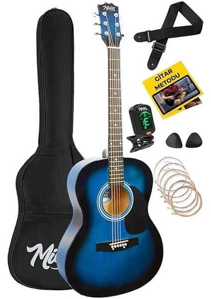 RG-530BL Kaliteli Mavi 40 Inç Akustik Gitar Seti 4/4 Yetişkin