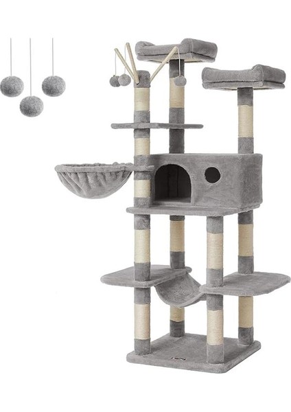 Tırmalama Ağacı, Xxl Kedi Ağacı, 164 Cm, Açık Gri PCT087W01