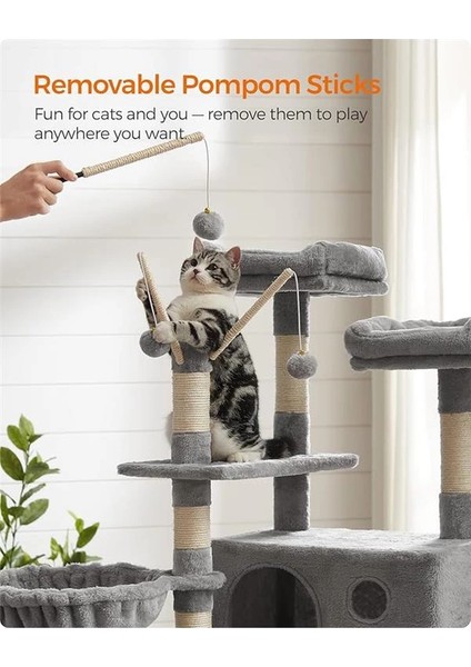 Tırmalama Ağacı, Xxl Kedi Ağacı, 164 Cm, Açık Gri PCT087W01 indirimleri