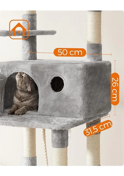 Tırmalama Ağacı, Xxl Kedi Ağacı, 164 Cm, Açık Gri PCT087W01
