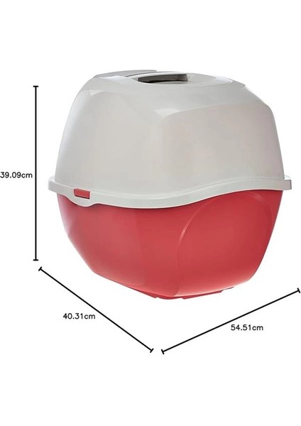 Smart Kapalı Kedi Tuvaleti - Kırmızı 53 cm