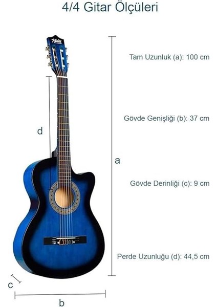 CG-395BL Mavi Klasik Gitar 4/4 Kesik Kasa Full Set (Çanta Askı Tuner Metod Pena) fırsatları