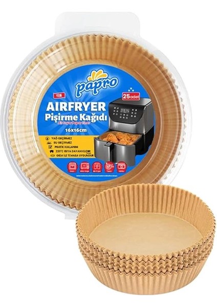 Airfryer Pişirme Kağıdı,fritöz Yağlı Kağıdı Tek Kullanımlık Fırın,fritöz Pişirme Kağıdı 25'li