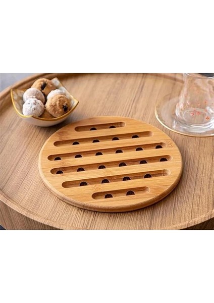 Bambu Nihale Isıya Dayanıklı Ahşap Tencere ve Tava Altlığı Kaymaz Mutfak Servis Ürünü indirimleri