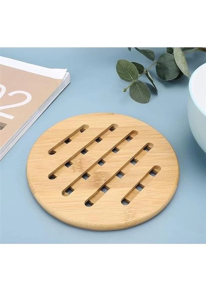 Bambu Nihale Isıya Dayanıklı Ahşap Tencere ve Tava Altlığı Kaymaz Mutfak Servis Ürünü