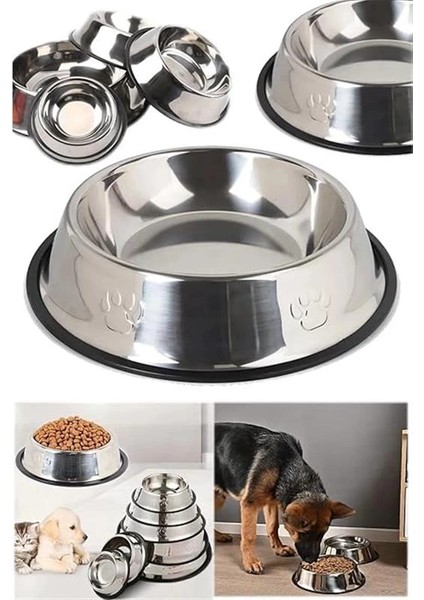 Paslanmaz Çelik Kedi,köpek Mama ve Su Kabı,kaymaz Tabanlı (22 Cm) fiyatları