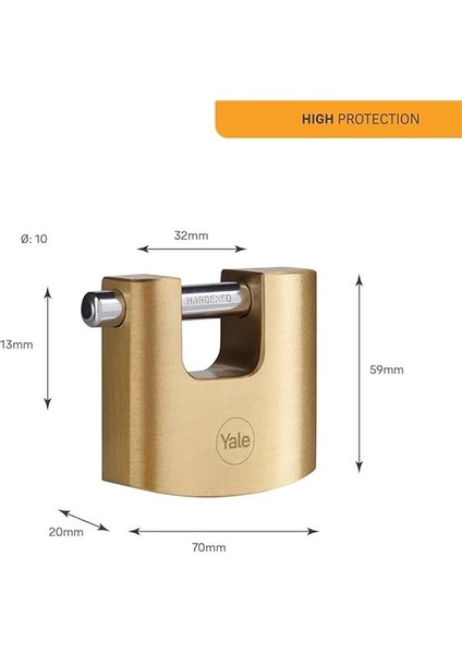 Y114B/70/113/1 - 70MM Oval Kayar Pimli Pirinç Asma Kilit - Yüksek Koruma - Sertleştirilmiş modelleri