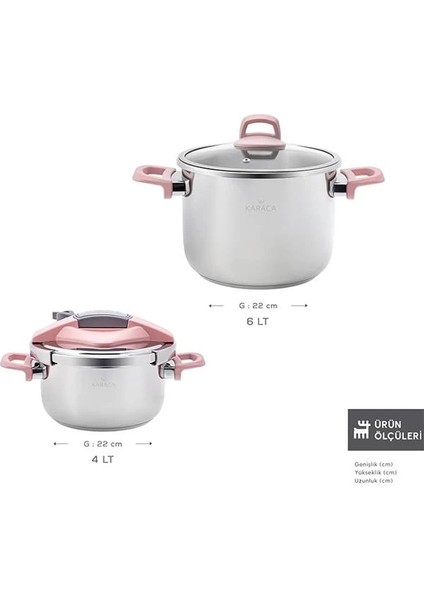 Perfect Pink 4+6 L Düdüklü Tencere Seti, Pembe modelleri