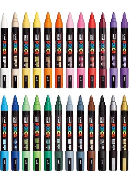 Uni Posca Markör Kalem 5m 24'lü Set 1.8-2.5 mm Keçe Uçlu