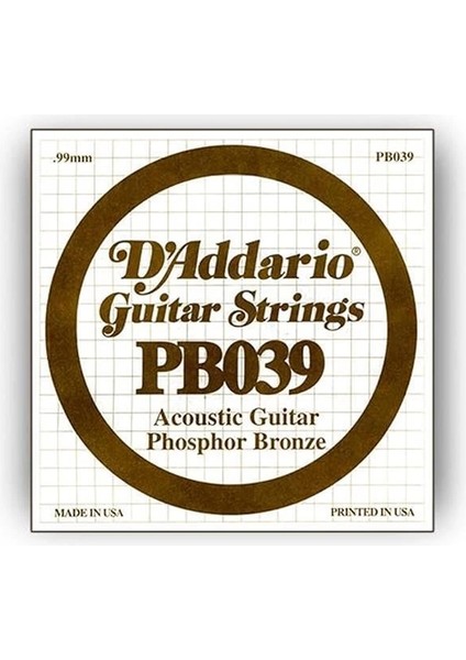 D'addario PB039 Akustik Tek Tel, Fosfor Bronz Tel, (La) indirimleri