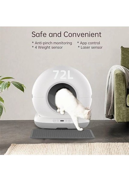 CB001 Akıllı Otomatik Kedi Tuvaleti, App ile Uzaktan Kontrol, 75LT Hazne, 7lt Çöp Haznesi indirimleri