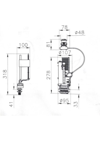 330B2016 Rezervuar Iç Takım, Alttan Su Girişli, 3/6 L fiyatları