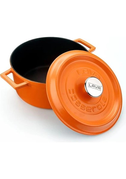 Metal Spring Serisi - Döküm Tencere, Yuvarlak, 24 Cm, Mat Emaye, Parlak Siyah Taban, Turuncu fiyatları