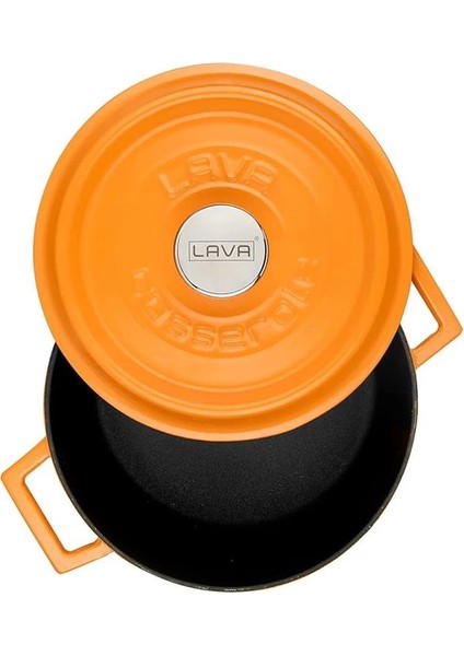 Metal Spring Serisi - Döküm Tencere, Yuvarlak, 24 Cm, Mat Emaye, Parlak Siyah Taban, Turuncu modelleri