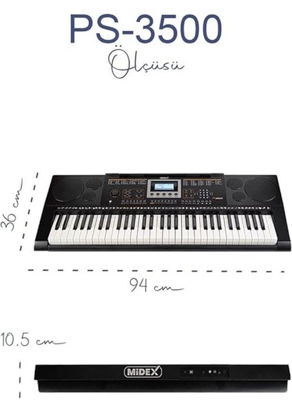 PS-3500K Tuş Hassasiyetli 61 Tuşlu Org (Çanta Kulaklık Notalık Adaptör) indirimleri