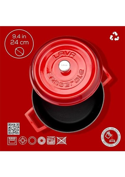 Döküm Yuvarlak Tencere, Trendy, 24 Cm, 4.49 L Hacim, Kırmızı fırsatları