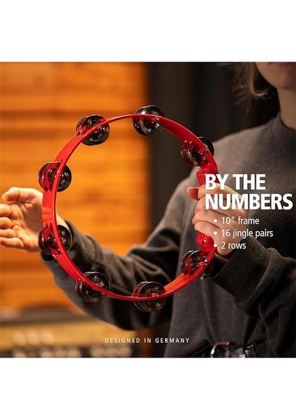 Meinl Percussion Percussion HTT10R Stainless Steel Jingle 2-Rows 10 Inç Tour Tamburin (Kırmızı)
