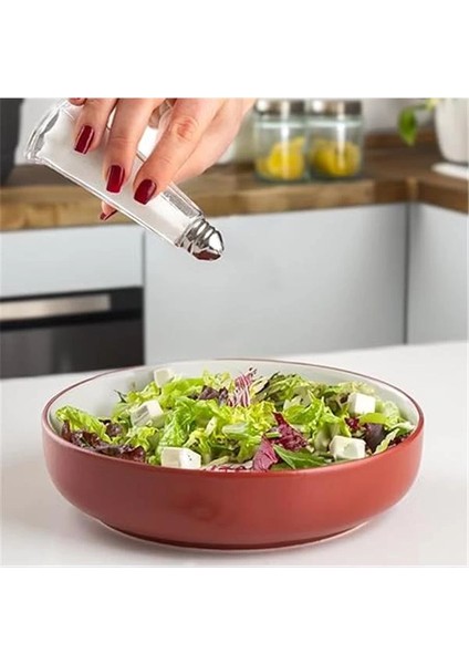 15332 2'li Cam Gövdeli Metal Krom Kapaklı Tuzluk Biberlik - Baharatlık Karabiberlik Seti - indirimleri