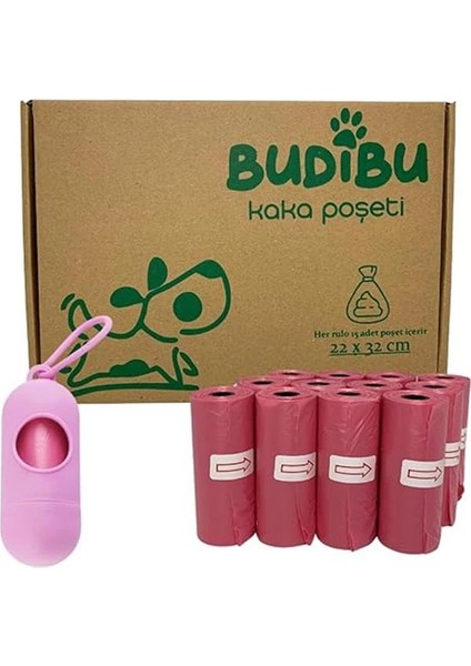 Kedi Köpek Kaka Poşeti Evcil Hayvan Dışkı Kaka Torbası Taşıma Kapsülü ve 12 Rulo (180 Poşet)