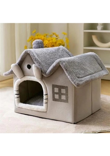 Kedi Evi Yumuşak Kedi Yatağı Derin Uyku ve Kış Evi Çıkarılabilir Minder -Villa 1ADET (Gri fiyatları