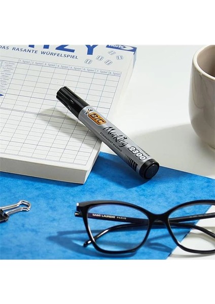 Intensity Marker 2300 Kesik Uçlu Permanent Markör Siyah 12'li Kutu, 3,7 mm ile 5,5 mm Kalın Uç modelleri