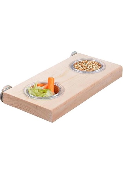 X-Perk Ağaç Tünek Doğal Ahşap Yemlikli Kuş Tüneği