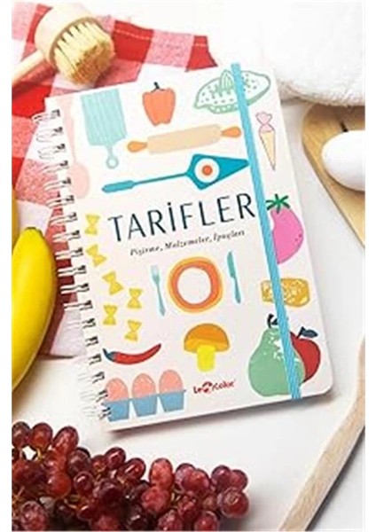 Yemek Tarif Defteri Görselli Spiralli Bej