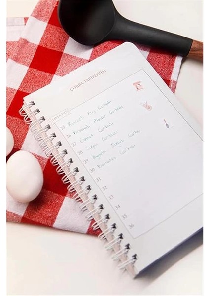 Yemek Tarif Defteri Görselli Spiralli Bej