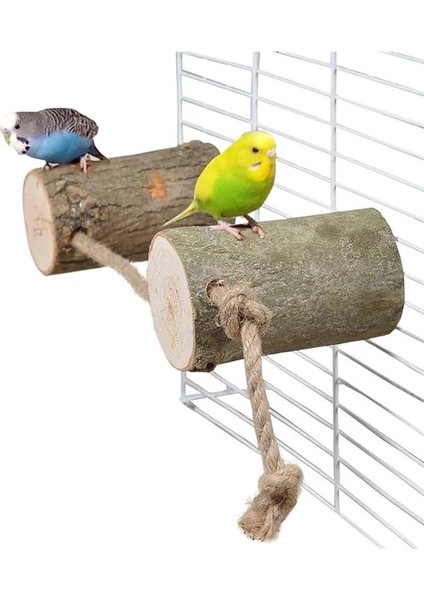 X-Perk Doğal Ağaç Ipli Kütük Tünek 2'li Set