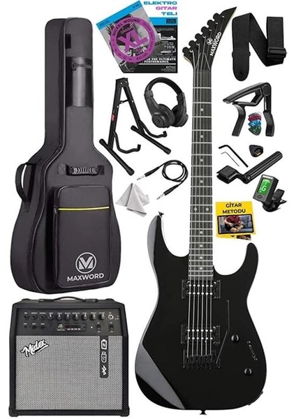 GRADE-50AMP Black Rosewood Yüksek Kalite 50W Amfili Elektro Gitar