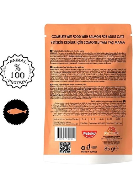 Düşük Tahıllı Yetişkin Kedi Somonlu Pouch 85 gr x 24 Adet fiyatları