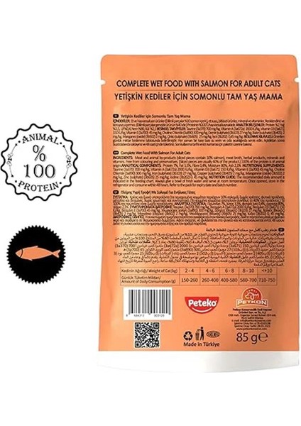 Düşük Tahıllı Yetişkin Kedi Somonlu Pouch 85 gr x 24 Adet indirimleri