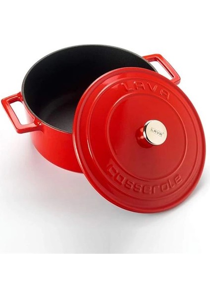 Metal Döküm Yuvarlak Tencere, 22 Cm, Kırmızı fiyatları