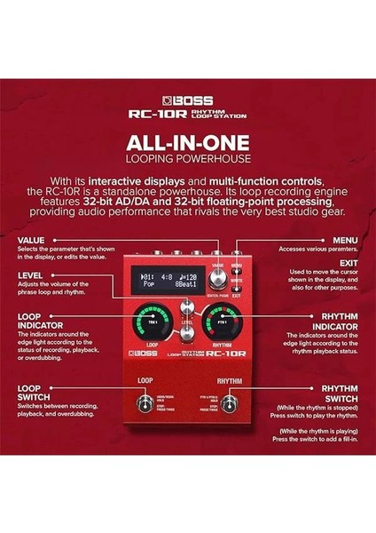 RC-10R Yeni Nesil Ritmik Döngü Istasyonu, Modern Şarkı Sanatçıları Için, Kırmızı fırsatları