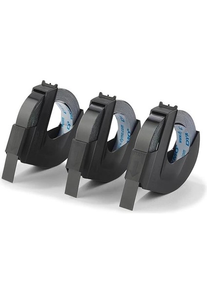 3D Plastik Kabartma Şerit (9 mm x 3 Mt), 3'lü Paket, Siyah - S0847730 fiyatları