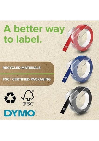 3D Plastik Kabartma Şerit (9 mm x 3 Mt), 3'lü Paket, Siyah - S0847730 modelleri