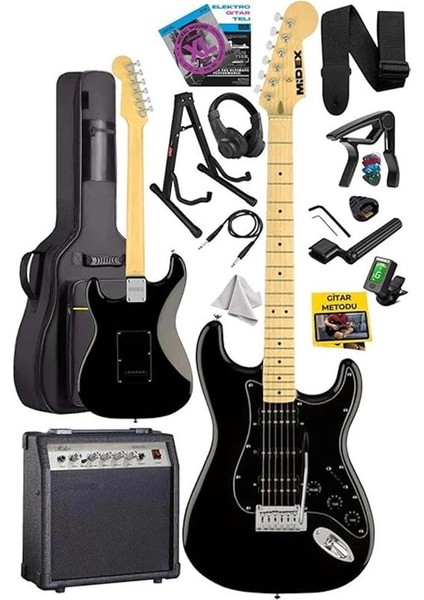 RPH-40BK-30AMP Full Black 30W Amfili Elektro Gitar Seti Hsh Manyetik Maple Klavye Üst Kalite fiyatları