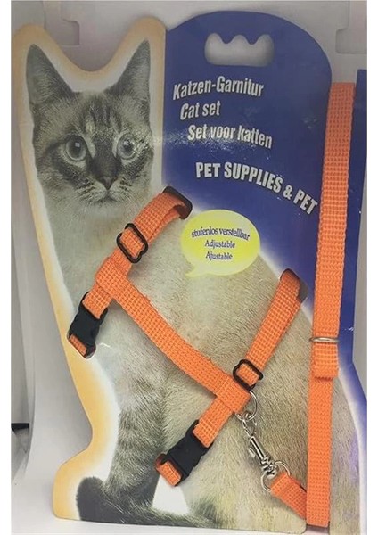 Kedi Göğüs Tasması ve Gezdirme Seti No: 110 Turuncu