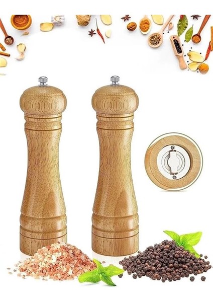 Doğal Ahşap Değirmen Karabiber Tuz Kahve Baharat Öğütücü Manuel El Değirmeni