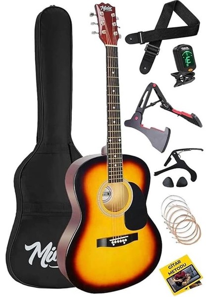 RG-550SB Pack Kaliteli Sunburs 40 Inç Akustik Gitar Seti 4/4 Yetişkin