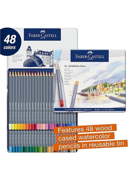 Faber-Castell Goldfaber Aqua Boya Kalemi 48 Renk, Suda Çözünebilir, Yüksek Pigmentli, Yumuşak ve fiyatları