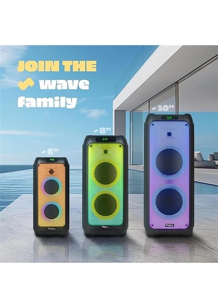 WAVE10 10 Inç (25,4 Cm) Çift Woofer’lı Hoparlör, 800W, Bluetooth, Usb/microsd, Wave LED fırsatları