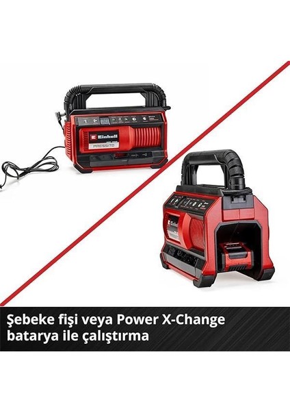 Pressito 18/25 Power X-Change Hibrit Kompresör (18 V, Güç Kablosu Veya Akü ile Çalışır