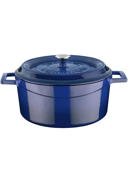 Metal Döküm Yuvarlak Tencere, 24 Cm, Mavi