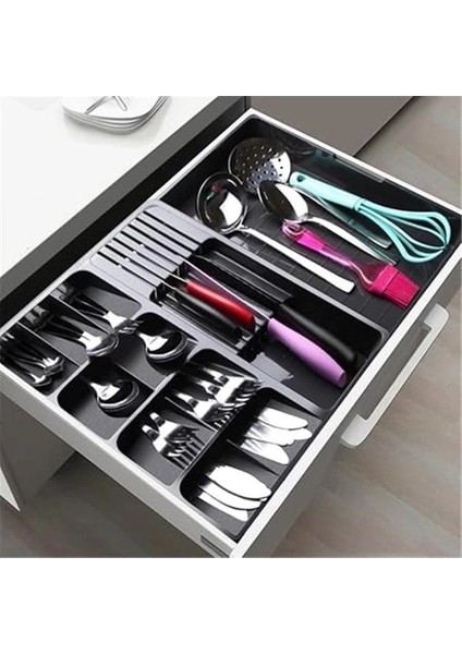 Ayarlanabilir Çekmece Içi Kaşıklık - Çatal Kaşık Bıçak Düzenleyici - Kepçelik - Çekmece Içi