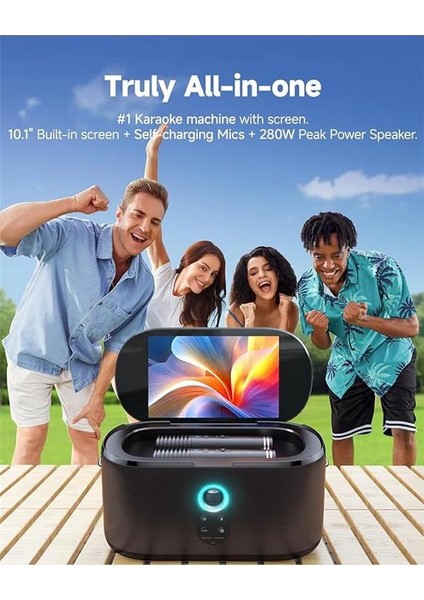 Yetişkinler Için Karaoke Makinesi, Şarkı Sözleri Ekranlı, 10.1 Inç Ekran, 280W, 2+2 Kanal, 2 fiyatları