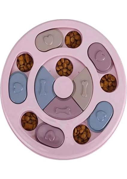 Köpek Oyuncağı Mama Bulmaca Yavaş Besleyici Köpek Gıda Dağıtıcı Yavaş Yeme (Pembe)