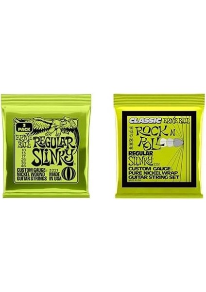 Ernie Ball Regular Slinky 3-Pack ve Rock N Roll Regular