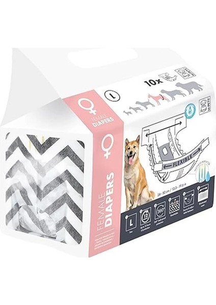 M-Pets Diapers Dişi Köpekler Için Külot L 10'lu